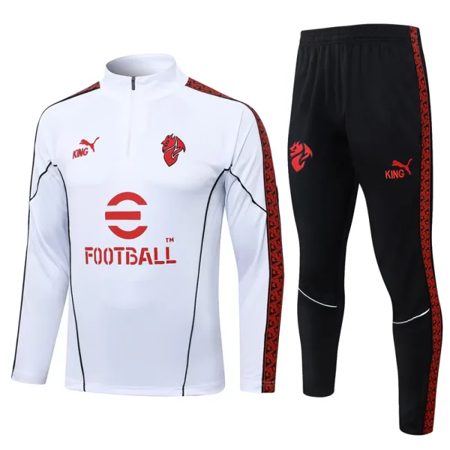 2025-26 AC Milan White Half Pull Tracksuit  #B25145