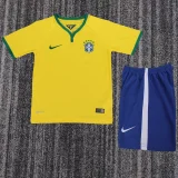 2014 Brazil Home Kids Retro Soccer Jersey