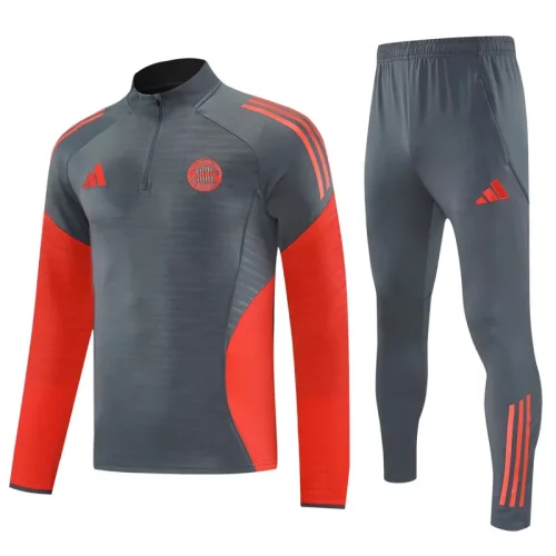 2025-26 Mens Bayern Munich Gray Half Pull Tracksuit