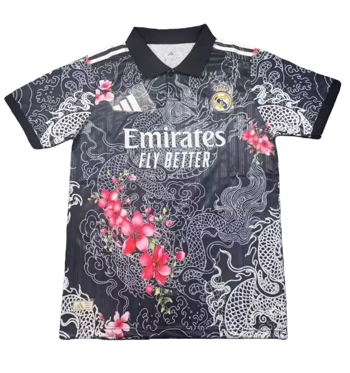 2026-27 Mens Real Madrid cotton black polo soccer Jersey