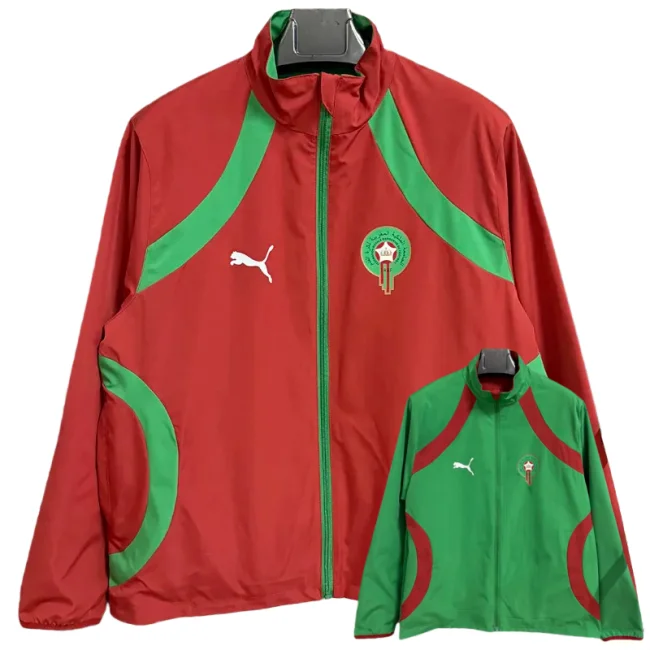 2025-26 Morocco Red Green Double Sided Windbreaker