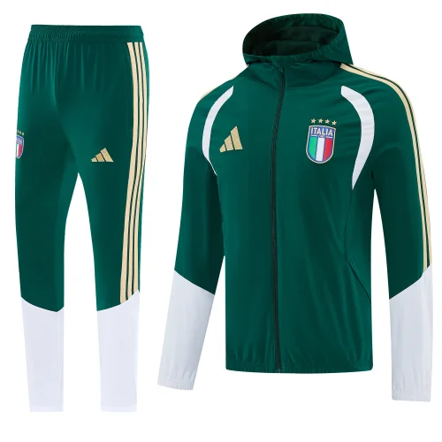 2025-26 Mens Italy green Hoodie windbreaker
