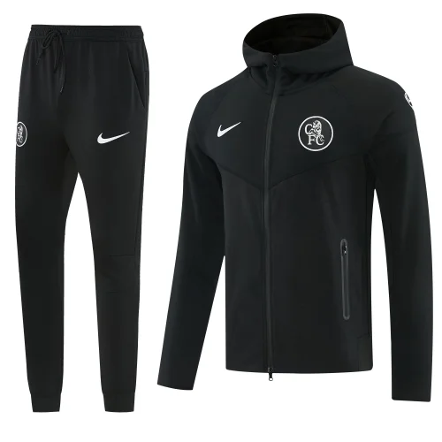 2025-26 Mens Chelsea Black Jacket  Hoodie Tracksuit