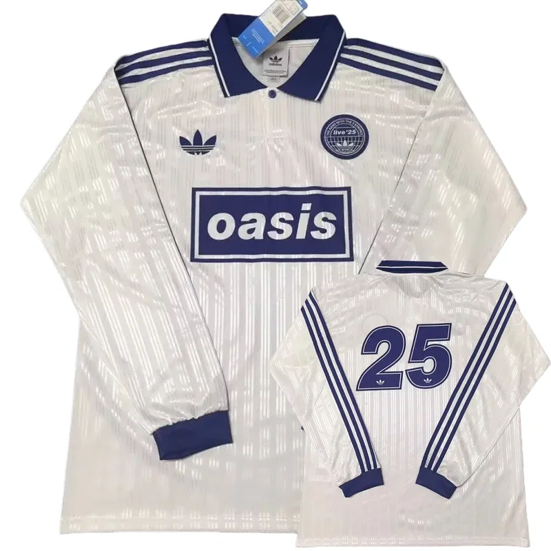 2025-26  Ad Oasis Joint Edition #25 White Polo Long Sleeve  soccer jersey