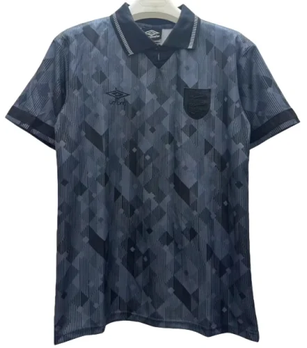 1990 Mens England Away black Retro Soccer Jersey