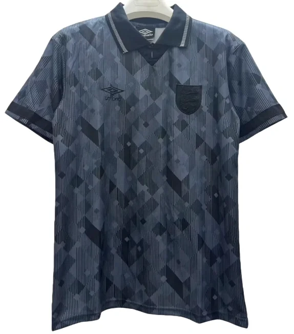 1990 Mens England Away black Retro Soccer Jersey