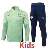 2025-26 Kids Manchester City Light green Half Pull Tracksuit   #E25212