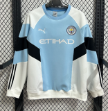 2025-26 Mens Manchester City white blue Hoodie (无帽卫衣)