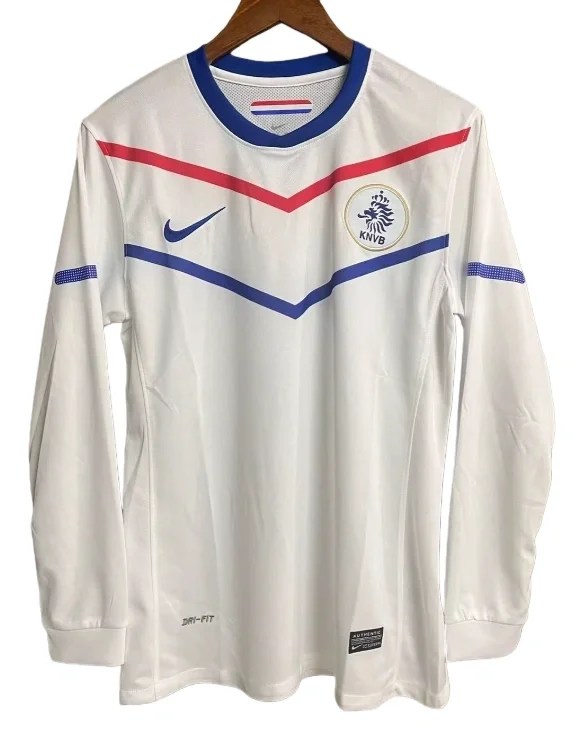 2018 Mens Netherlands  white Retro long sleeve soccer Jersey