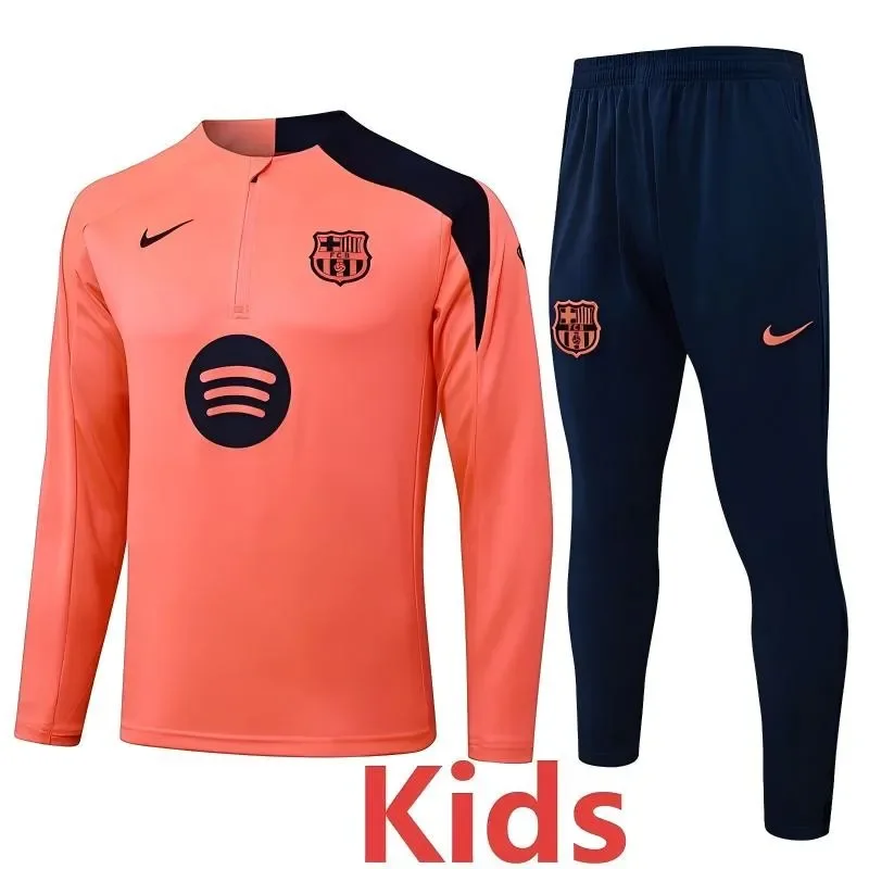 2025-26 Kids Barcelona Orange Half Pull Tracksuit #E25203