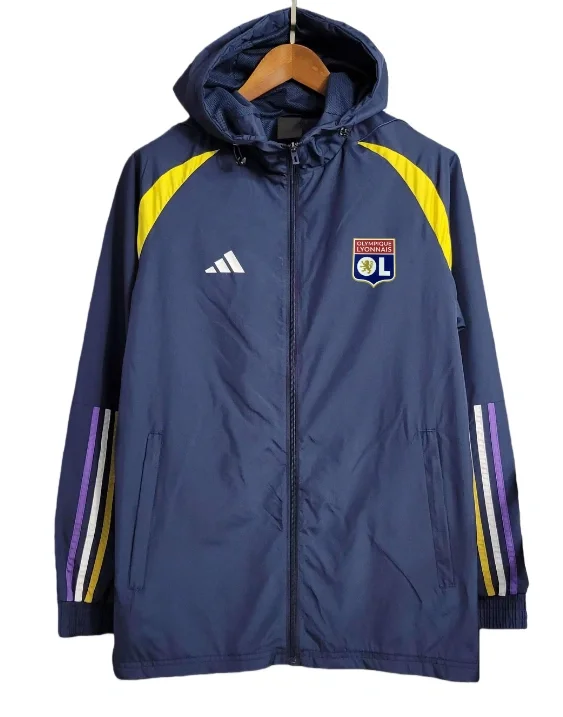 2025-26 Mens Lyon  blue Hoodie windbreaker