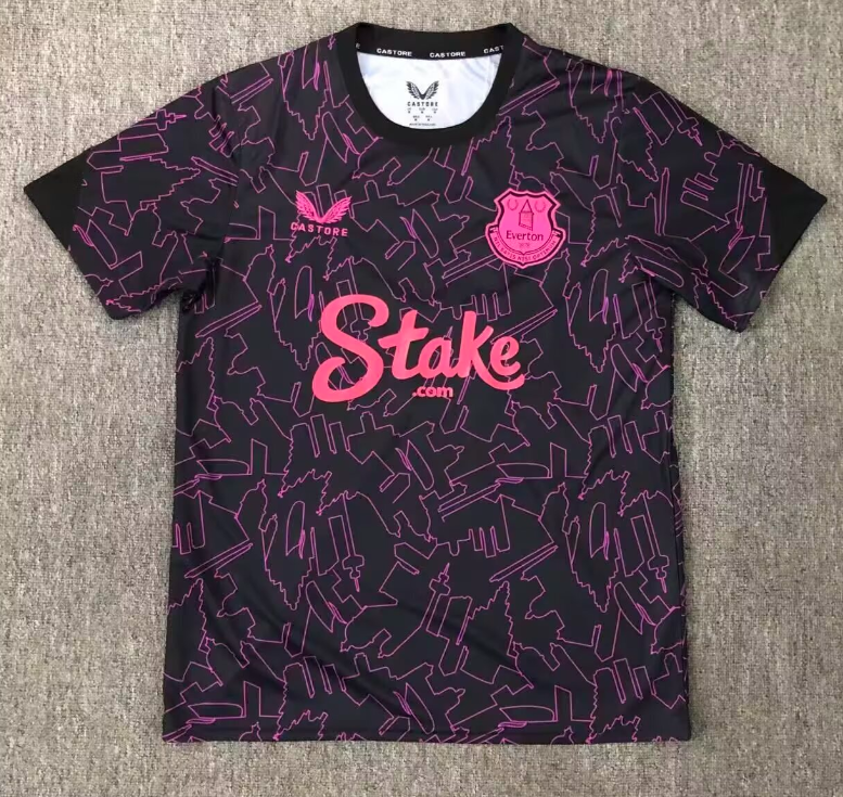 2025-26 Mens Everton black pink  Soccer Jersey