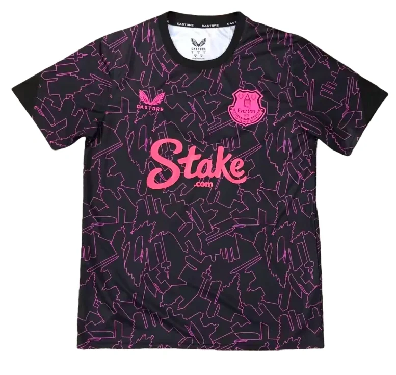 2025-26 Mens Everton black pink  Soccer Jersey