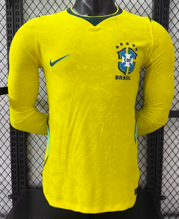 2026-27 Mens Brazil home yellow long sleeves Player version soccer jersey