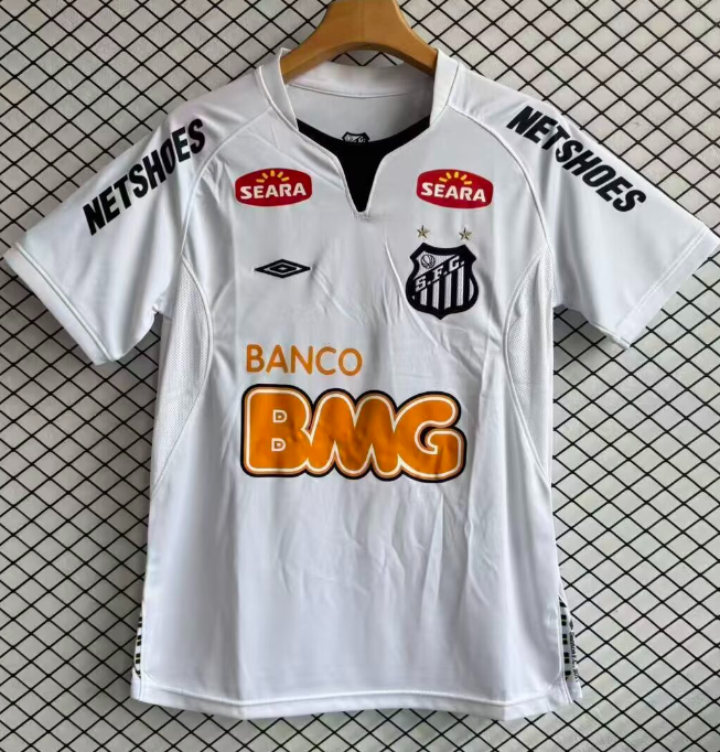 2011 Mens  Retro Santos home white soccer ersey