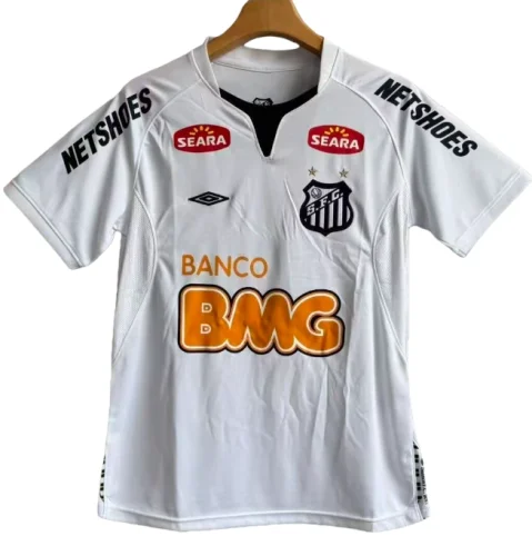 2011 Mens  Retro Santos home white soccer ersey