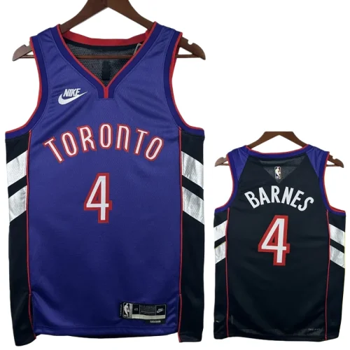 24-25 Raptors BARNES #4 Purple Retro Top Quality Hot Pressing NBA Jersey