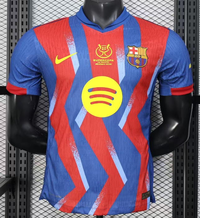2025-26 Mens Barcelona Fourth away blue red Player version soccer Jersey