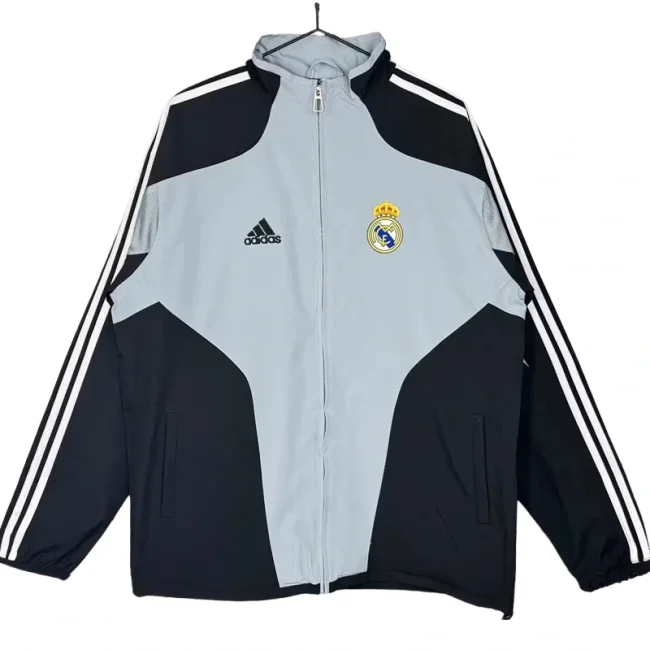 2004-2005 Real Madrid Gray Black Retro Windbreaker