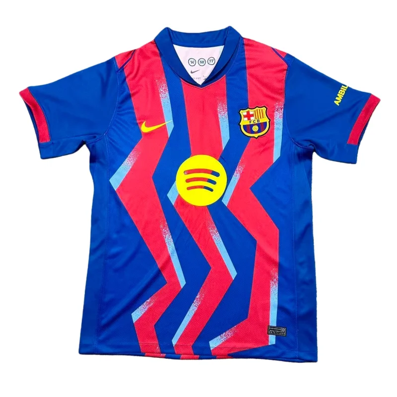 2025-26 Mens Barcelona Fourth away red blue  Soccer Jersey