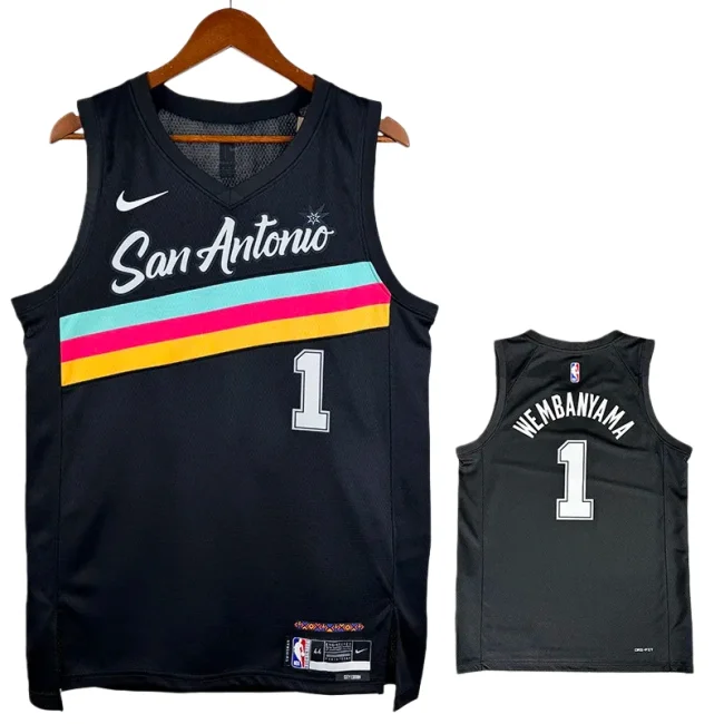 25/26 Sa Spurs WEMBANYAMA #1 Black City Edition Top Quality Hot Pressing NBA Jersey