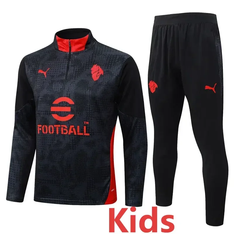 2025-26 Kids AC Milan Black Half Pull Tracksuit  #E25198