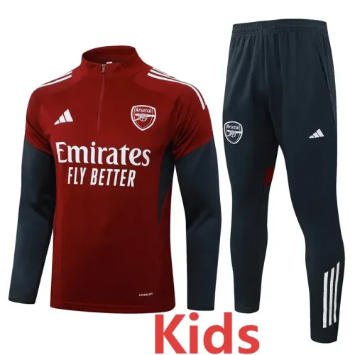2025-26  Arsenal Jujube red Kids Half Pull Tracksuit #E25195