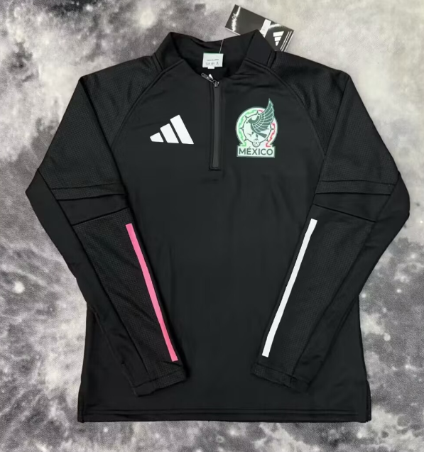2025-26 Mens Mexico Half Pull  black Sportswear Top