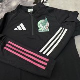 2025-26 Mens Mexico Half Pull  black Sportswear Top