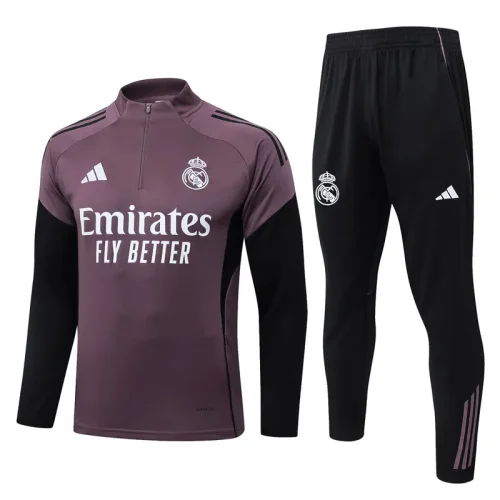 2025-26  Real Madrid Gray Purple Half Pull Tracksuit  #B25151