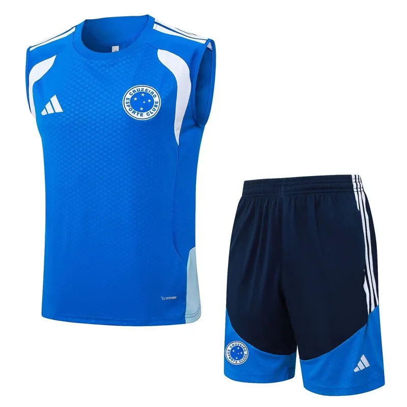 2025-26 Mens Cruzeiro Fancy blue vest Training Short Suit #D26006
