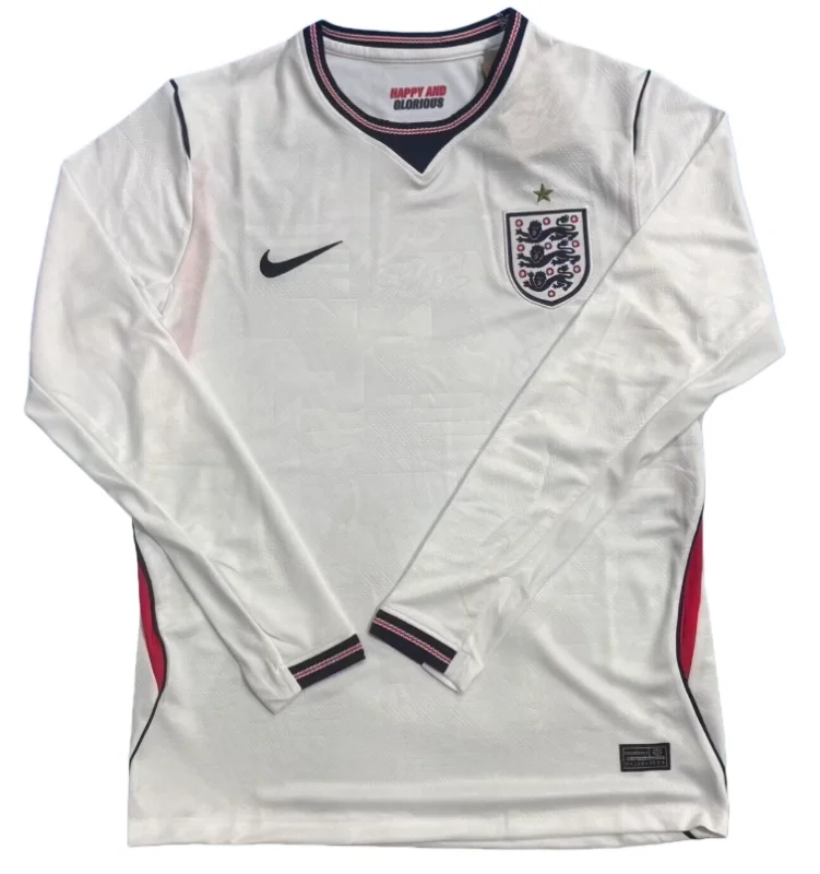 2026 Mens England home  white long sleeve Soccer Jersey