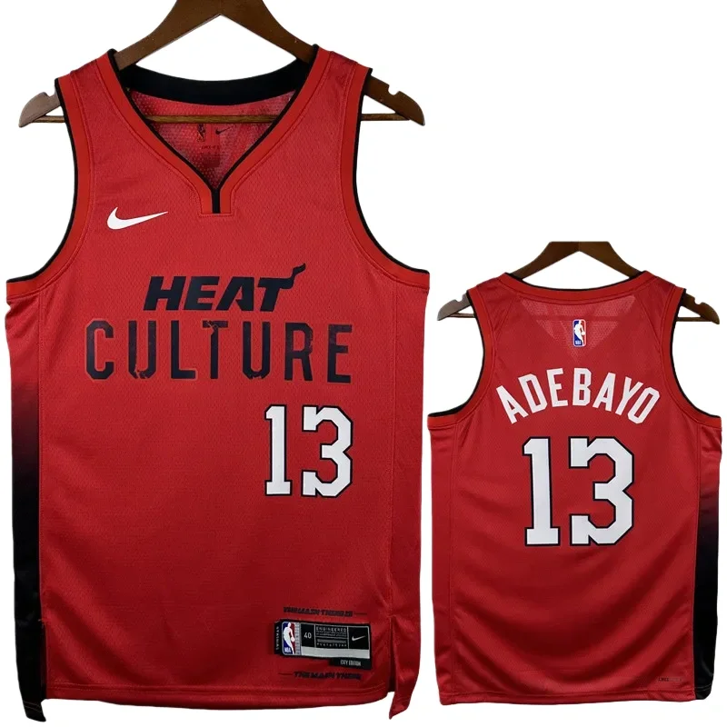 24-25 HEAT ADEBAYO #13 Red City Edition Top Quality Hot Pressing NBA Jersey (V领）
