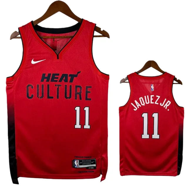 24-25 HEAT JAQUEZ JR. #11 Red City Edition Top Quality Hot Pressing NBA Jersey (V领）