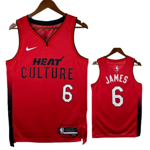 24/25 HEAT JAMES # 6 Red Top Quality Hot Pressing Retro NBA Jersey