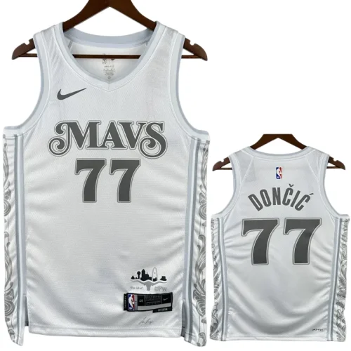 24-25 Dallas Mavericks DONCIC #77 White City Edition Top Quality Hot Pressing NBA Jersey