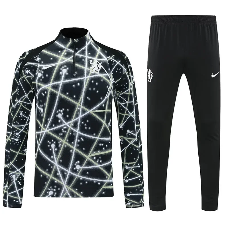 2025-26 Mens Chelsea Black Starry Sky Retro Edition Half Pull Tracksuit