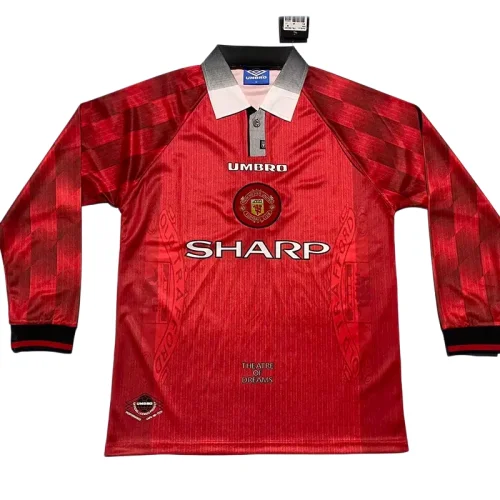 1996-1997 Manchester United Home Long Sleeve Retro Soccer Jersey