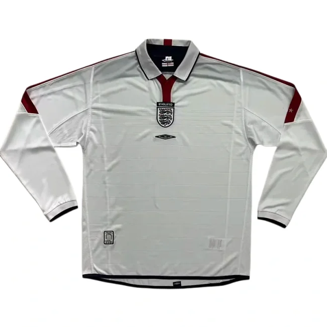 2004 England Home Long Sleeve Retro Soccer Jersey