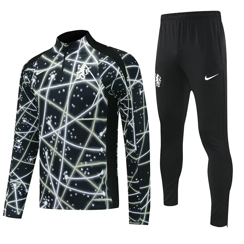 2025-26 Mens Chelsea Black Starry Sky Retro Edition Half Pull Tracksuit