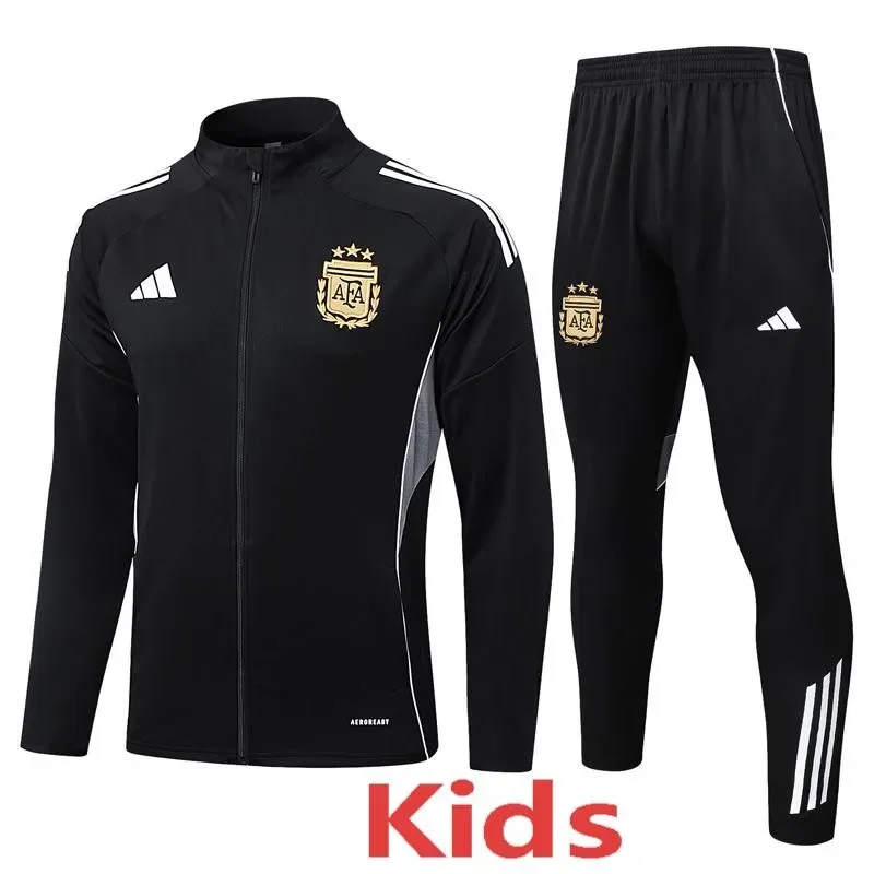 2025-26 Kids Argentina Black Kids Jacket Tracksuit  #E25148