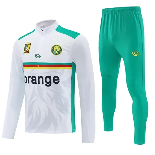 2025-26 Mens Cameroon White Half Pull Tracksuit