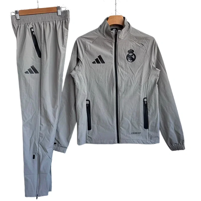 2026-27 Mens Real Madrid Grey Windbreaker Tracksuit