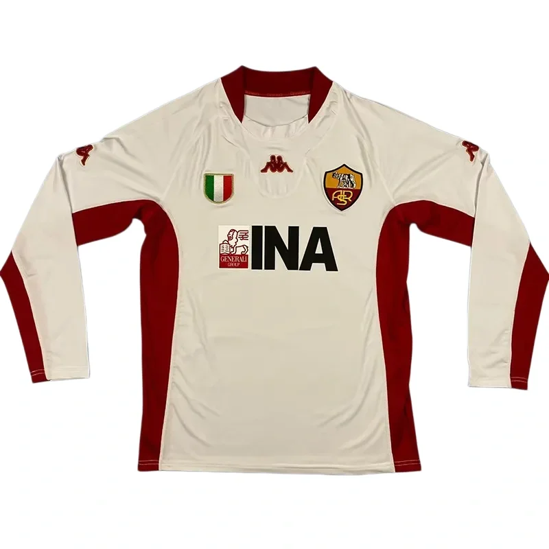 2001-2002 Mens Roma Away Long Sleeve Retro Soccer Jersey