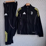2025-26 Mens Juventus Black Windbreaker Tracksuit