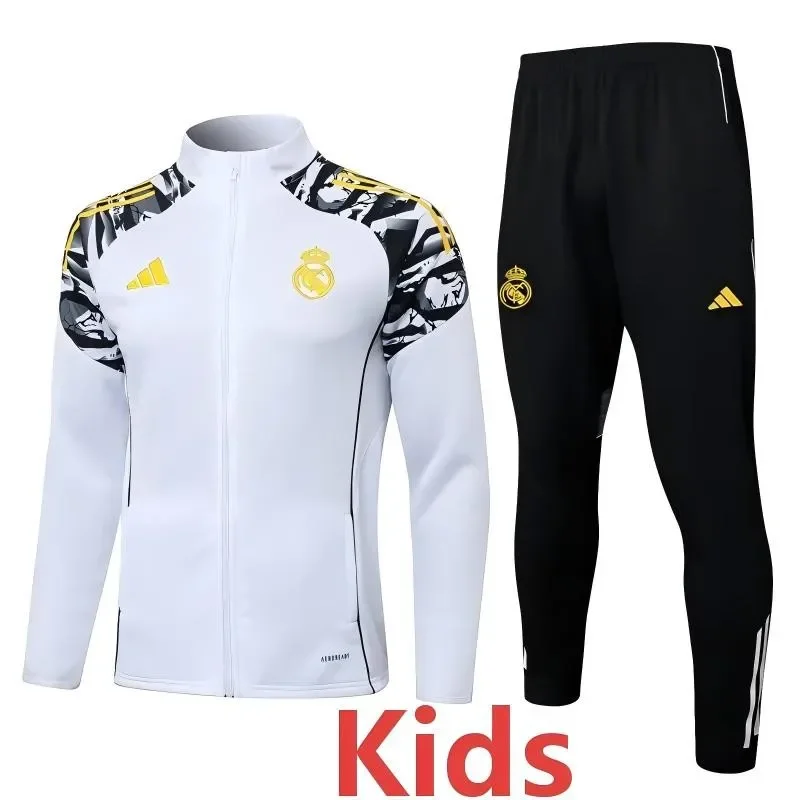 2025-26 Kids Real Madrid White Jacket Tracksuit #E25232
