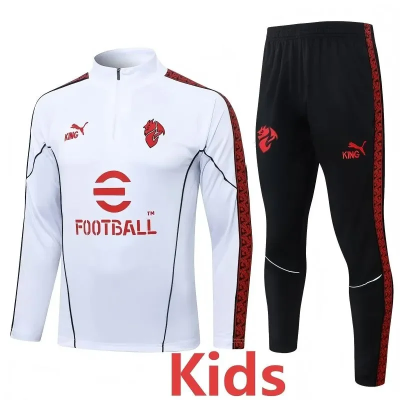 2025-26 Kids AC Milan White  Half Pull Tracksuit  #E25222