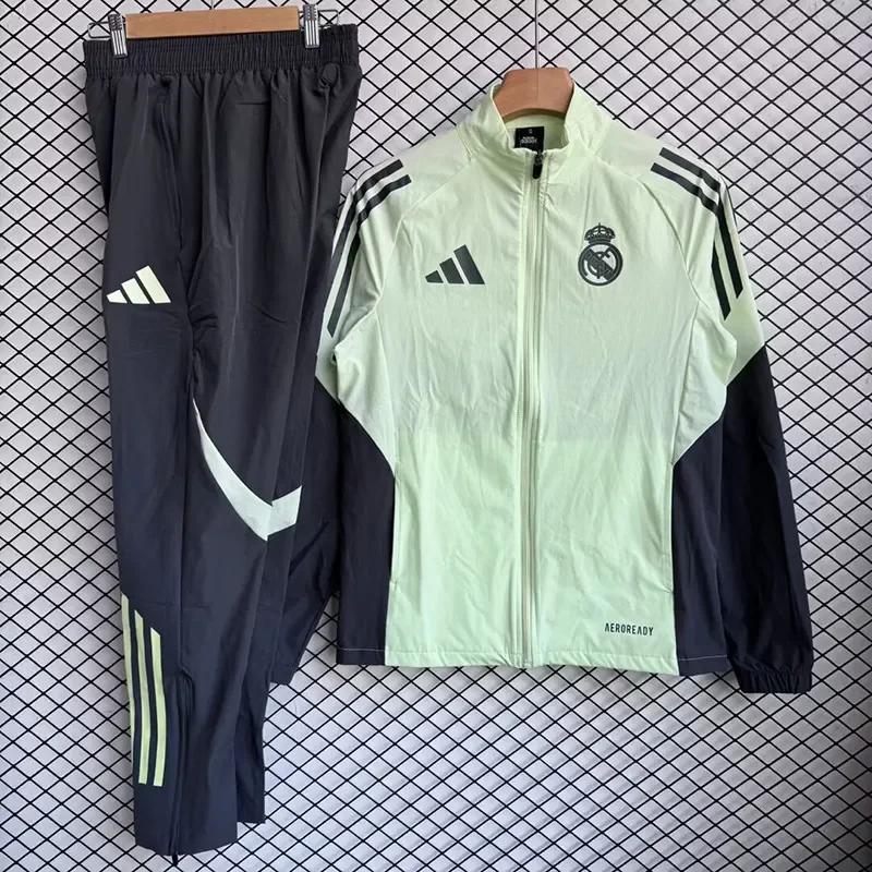 2025-26 Real Madrid Light Green Windbreaker Tracksuit