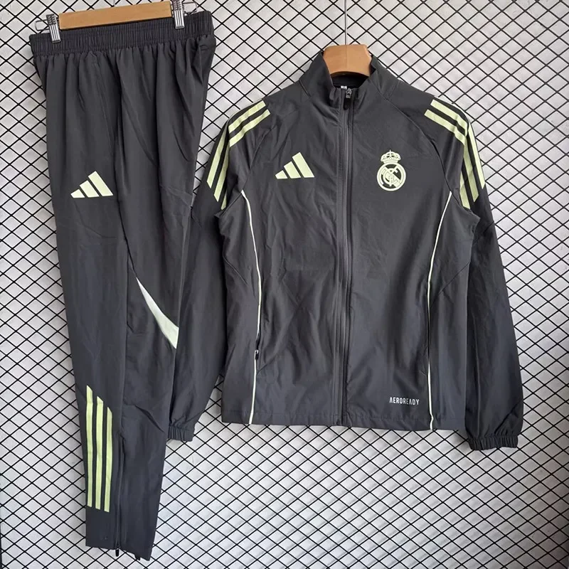 2025-26  Real Madrid  Dark Grey Windbreaker Tracksuit