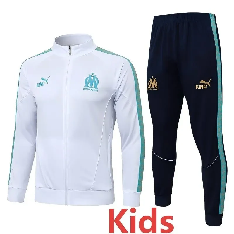 2025-26 Kids Marseille White  Jacket Tracksuit  #E25233